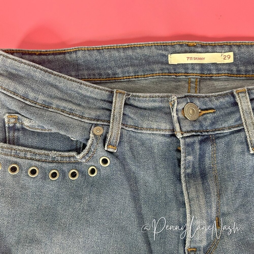 Levi's  711 Skinny Ankle Denim Jeans Chelsea Bling Size 29 - Picture 6 of 12
